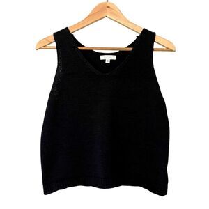 All:Row Sleeveless Cropped Knit Top Black Size Medium